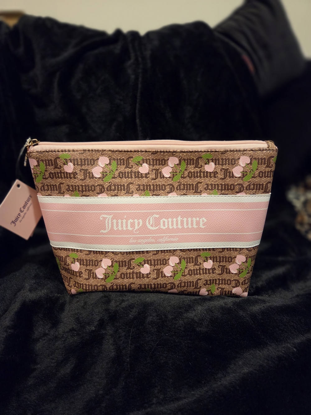 Juicy Couture Pink Logo Cosmetic Pouch